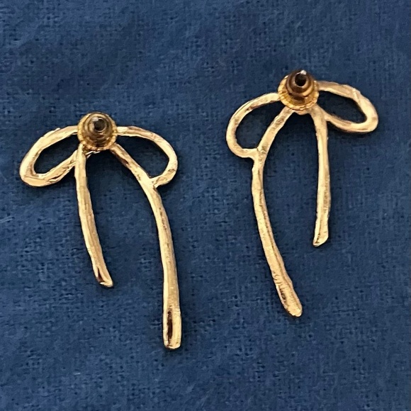 Gold Tone Bow Earrings - Picture 2 of 2